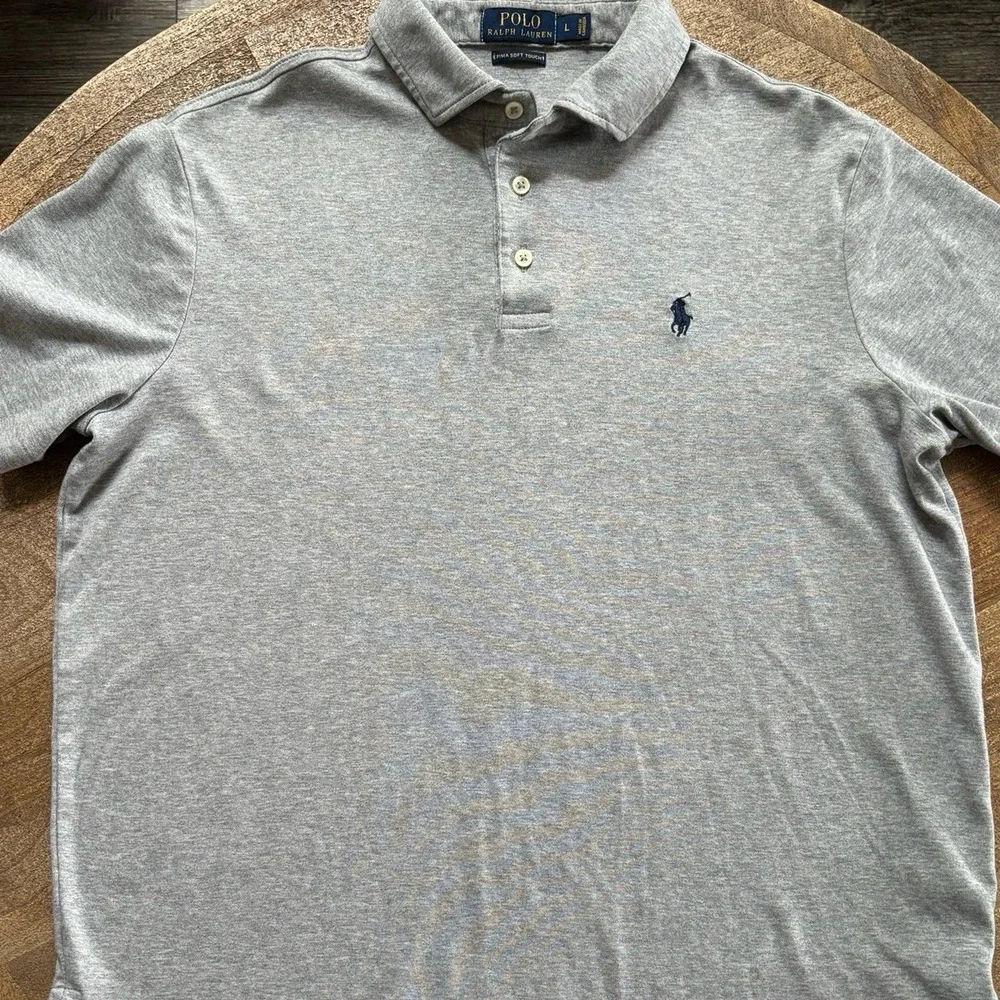 Polo Ralph Lauren Men's Gray Polo collar‎ short sleeve Large Pima Soft Touch